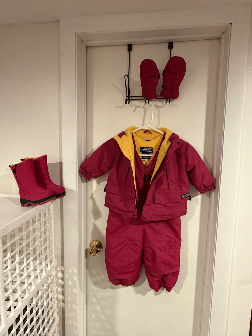 Lands' End Kids Squall Insulated Snow Bib Full snow outfit and boots Baby 18M Pi